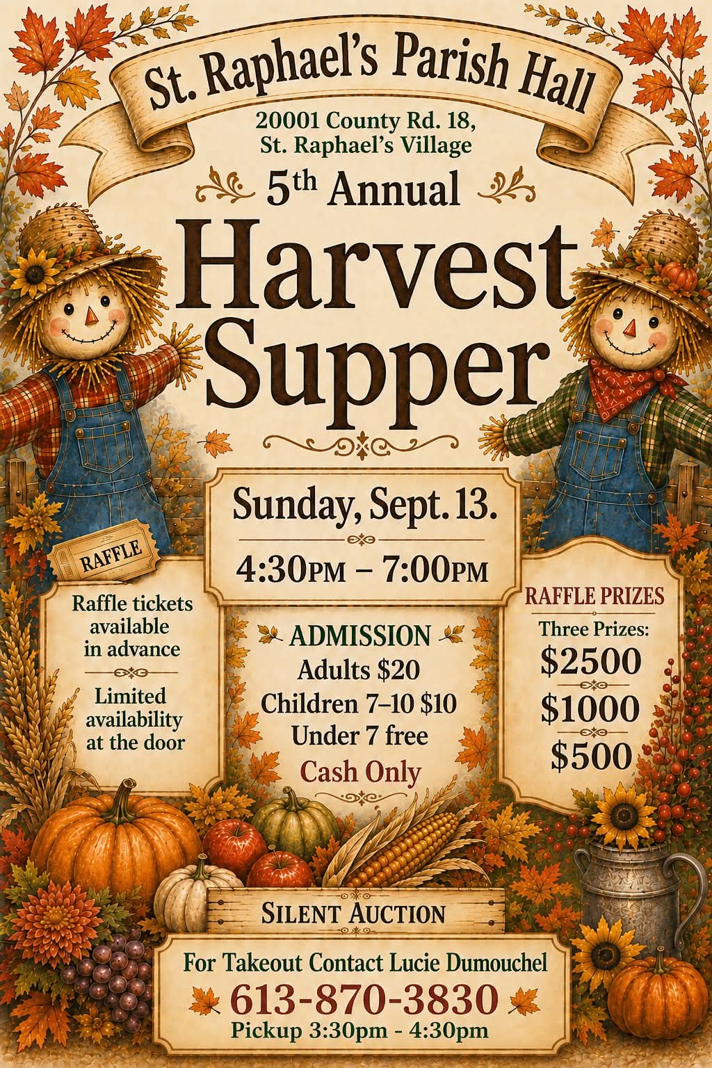 5th Annual Harvest Supper Poster - September 13th from 4:30-7:00pm